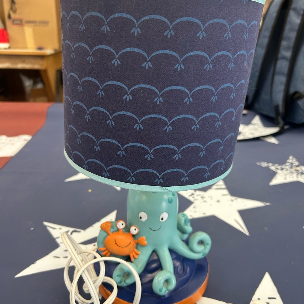 Octopus & Crab Kids Table Lamp - Navy & Teal